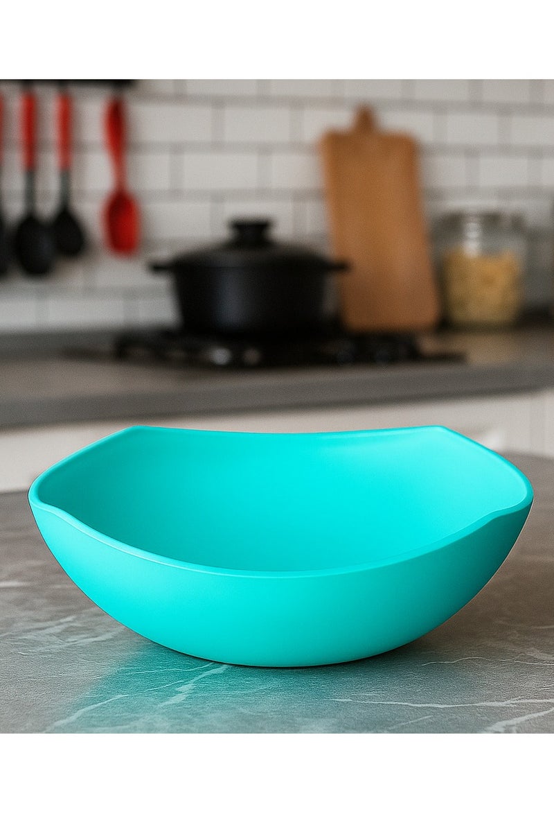 favilla Plastic serving dish - multi-purpose - adds a touch of elegance to your table setting - Code 1054- Turquoise color - wave-shaped - Image 2