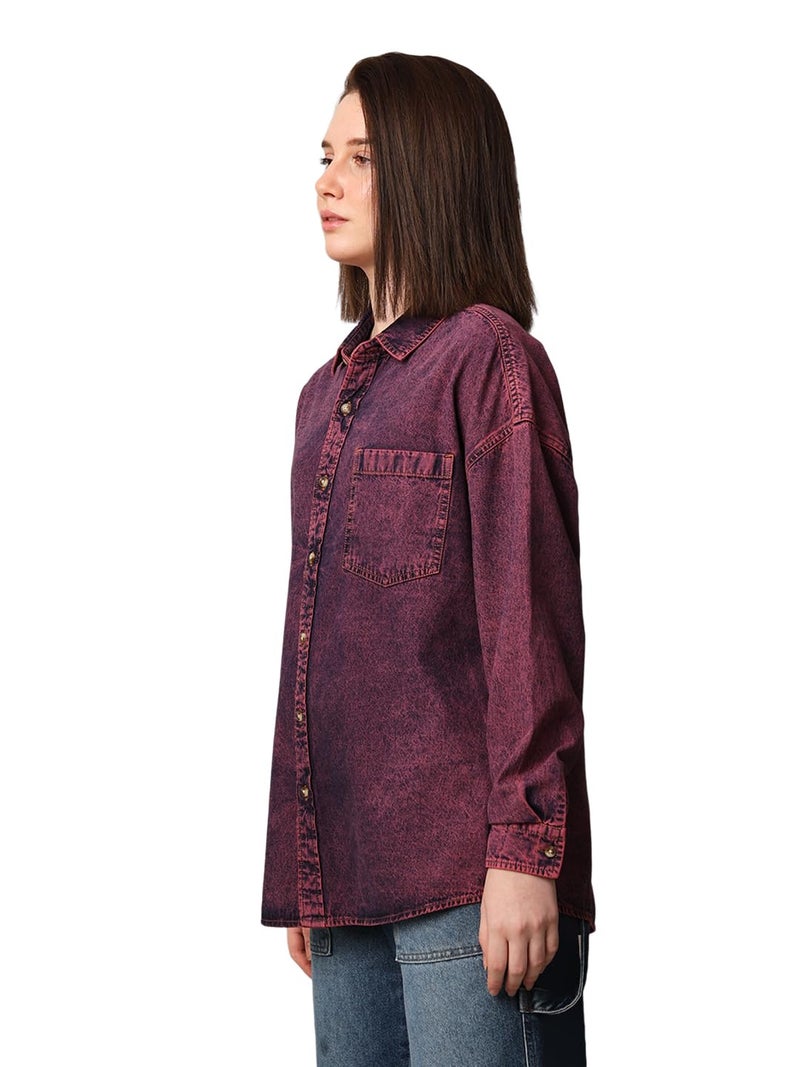 ONLY Women Pink Oversized Spread Collar Shirt - Image 5