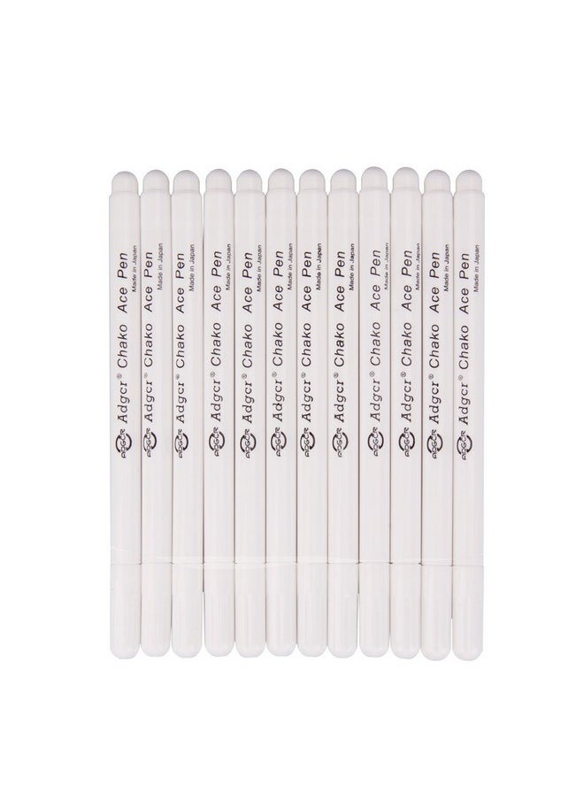 Clobeau - Fabric Marker Pen Water Soluble Air Erasable 12Pcs White Marking Pen For Sewing Quilting Embroidery Non Toxic Temporary Marking - Image 1