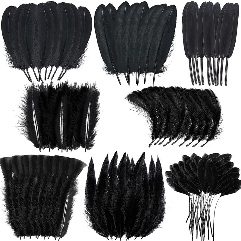 مارفوريفر ريش أسود هالوين بالجملة 8 أنماط 320 قطعة ريش طبيعي مختلط