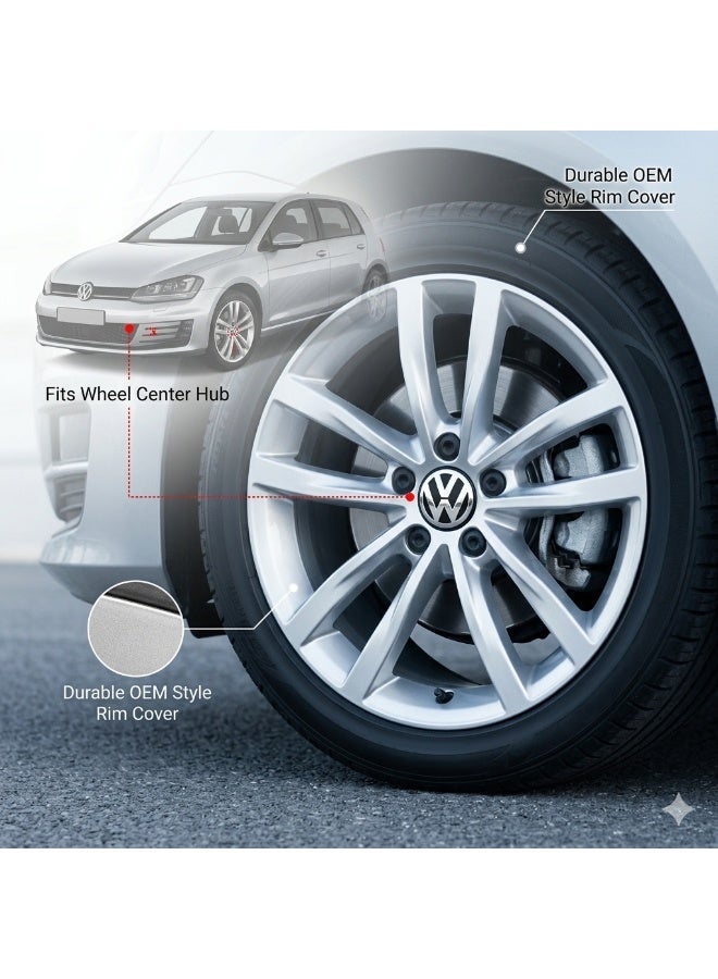 68mm Black Car Wheel Center Hub Caps for Volkswagen, Set of 4 Easy-Fit Alloy Wheel Center Caps, OEM Style Durable Rim Covers Replacement for VW Vehicles - Image 5