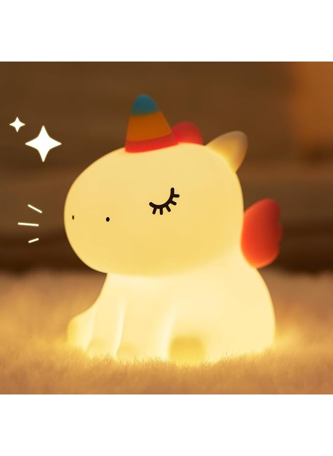 Unicorn Shape Silicone Night Light, Luminous and Soft, Cute and Safe Design for Kids, Built-in 1200mAh Battery Lasts up to 10 Hours, Fast Charging via Type-C Port, Easy to Carry and Perfect for Bedside Tables or Offices, Perfect Gift for Birthdays or Newborns
