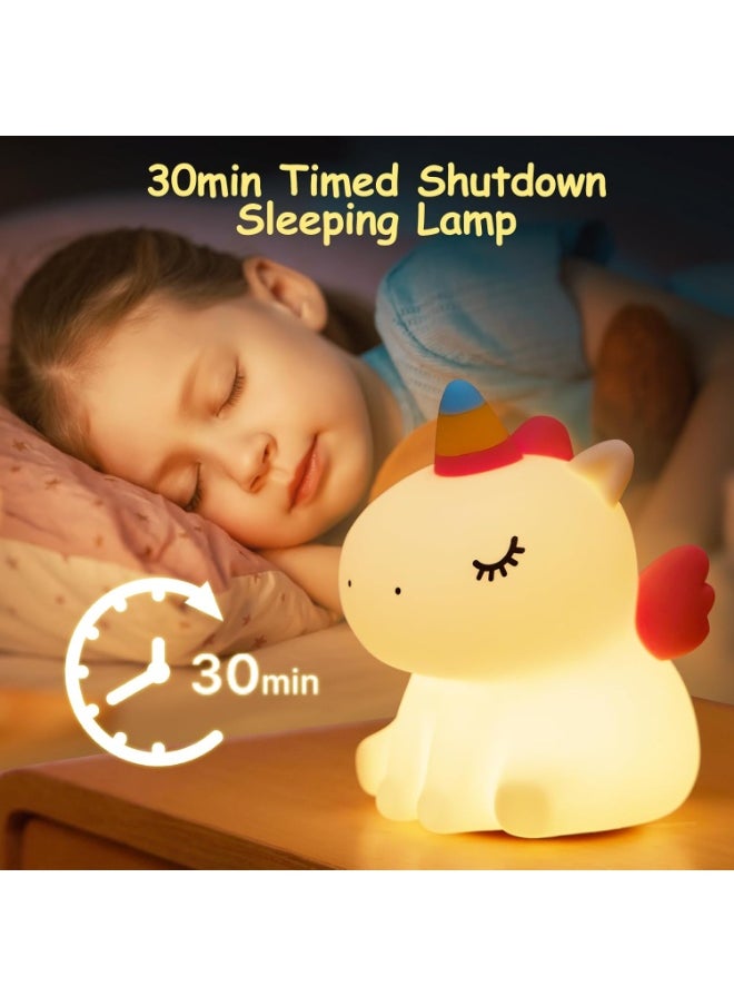 Unicorn Shape Silicone Night Light, Luminous and Soft, Cute and Safe Design for Kids, Built-in 1200mAh Battery Lasts up to 10 Hours, Fast Charging via Type-C Port, Easy to Carry and Perfect for Bedside Tables or Offices, Perfect Gift for Birthdays or Newborns