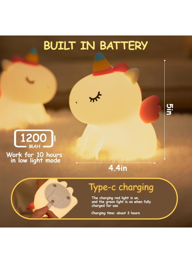 Generic Unicorn Shape Silicone Night Light, Luminous and Soft, Cute and Safe Design for Kids, Built-in 1200mAh Battery Lasts up to 10 Hours, Fast Charging via Type-C Port, Easy to Carry and Perfect for Bedside Tables or Offices, Perfect Gift for Birthdays or Newborns  - Image 2