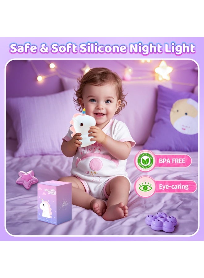 Unicorn Shape Silicone Night Light, Luminous and Soft, Cute and Safe Design for Kids, Built-in 1200mAh Battery Lasts up to 10 Hours, Fast Charging via Type-C Port, Easy to Carry and Perfect for Bedside Tables or Offices, Perfect Gift for Birthdays or Newborns - Image 4