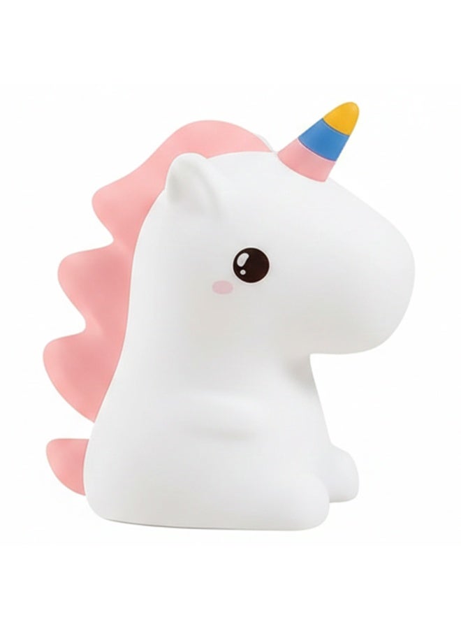 Unicorn Shape Silicone Night Light, Luminous and Soft, Cute and Safe Design for Kids, Built-in 1200mAh Battery Lasts up to 10 Hours, Fast Charging via Type-C Port, Easy to Carry and Perfect for Bedside Tables or Offices, Perfect Gift for Birthdays or Newborns - Image 1