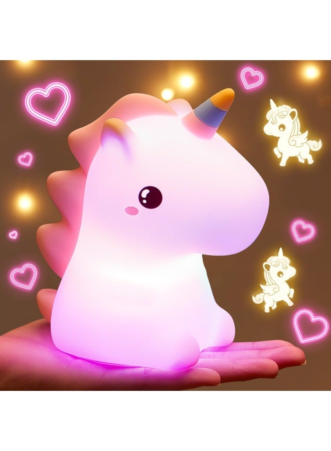 Unicorn Shape Silicone Night Light, Luminous and Soft, Cute and Safe Design for Kids, Built-in 1200mAh Battery Lasts up to 10 Hours, Fast Charging via Type-C Port, Easy to Carry and Perfect for Bedside Tables or Offices, Perfect Gift for Birthdays or Newborns - Image 5