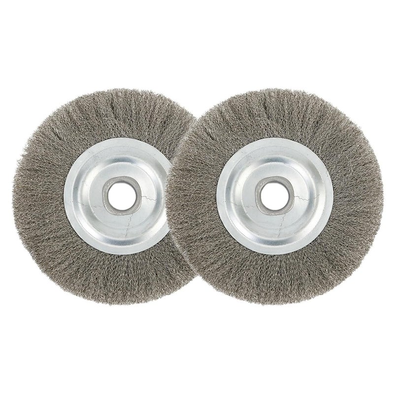 2-Pack 5 Inch Crimped Stainless Steel Wire Wheel Brush, 16mm Arbor Hole for Bench Grinder, Metal Deburring Rust Removal Polishing Cleaning - Image 1