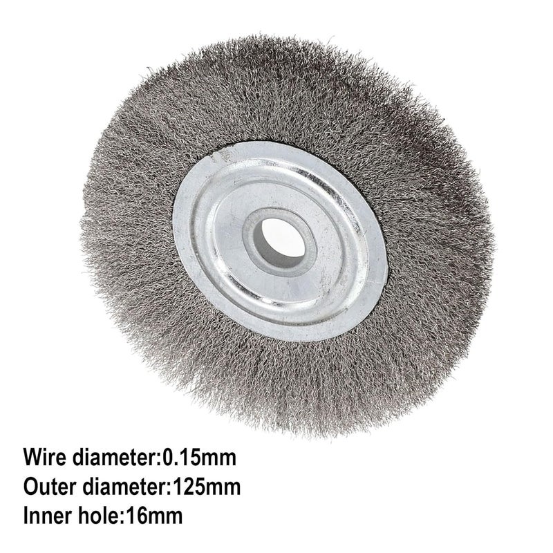 2-Pack 5 Inch Crimped Stainless Steel Wire Wheel Brush, 16mm Arbor Hole for Bench Grinder, Metal Deburring Rust Removal Polishing Cleaning - Image 3