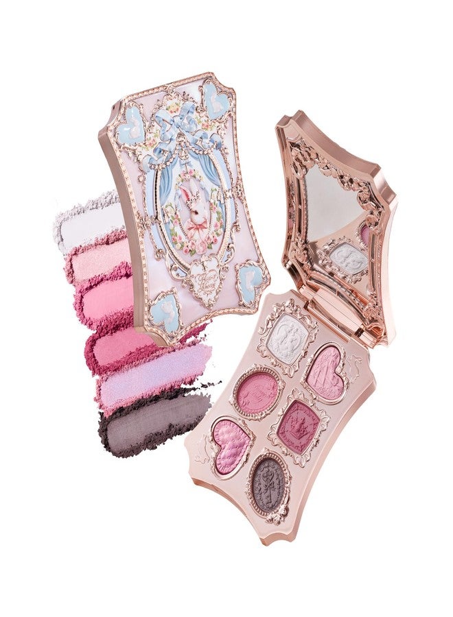 Flower Knows Bunny Garden 6-Color Makeup Palette,Berry Pink Face Makeup with 2 Matte + 2 Shimmer + 2 Satin Shades,Blendable & Smooth,Cute Make Up Gift,0.23 oz(03 Ruby Berry) - Image 1