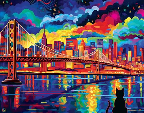 Springbok Midnight in San Francisco 1000 Piece Jigsaw Puzzle for Adults Unique Cut Pieces Made in USA - Image 1