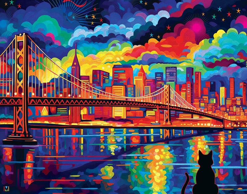 Springbok Midnight in San Francisco 1000 Piece Jigsaw Puzzle for Adults Unique Cut Pieces Made in USA - Image 3