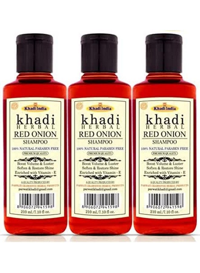 Khadi Herbal 100% Pure & Natural Red Onion Shampoo L For Hair Growth & Control Hair Losses 630Ml (Pack Of 3). - Image 3