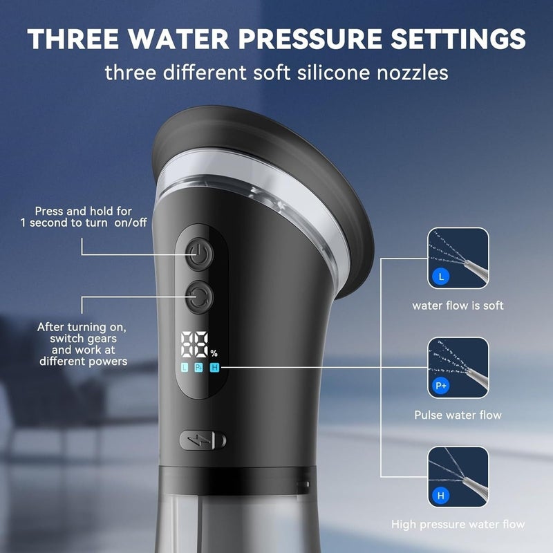 Black Ear Cleaner Set with 3 Speed USB Recharge 2000mAh 11 Nozzles IPX7 - Image 2