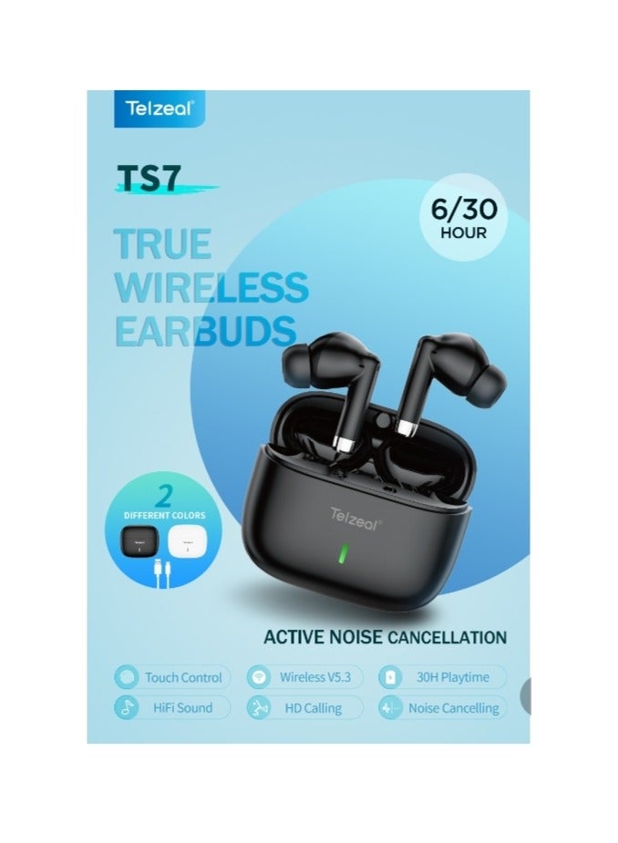 Telzeal TS7 HiFi Wireless Earbuds with 30-Hour Total Playtime and Premium Noise Cancellation - Image 3