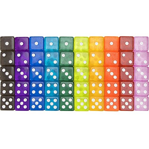 Brybelly Bulk Dice for Board Games Casino Games Tabletop RPGs D6 Standard 16mm Game Dice Pack Variety 50 Count - Image 5