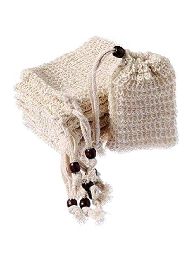 5PC Stylish Nice Natural Cotton And Linen Shower Exfoliating Sponge Bag Comfortable Bubble Net Soap Protective Bag Foam net - Image 1