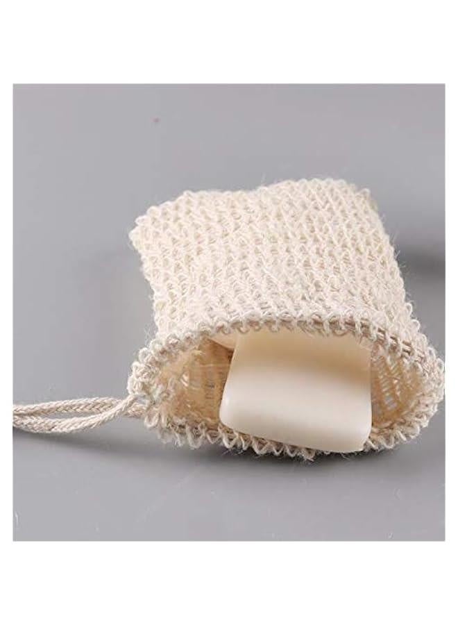 5PC Stylish Nice Natural Cotton And Linen Shower Exfoliating Sponge Bag Comfortable Bubble Net Soap Protective Bag Foam net - Image 3