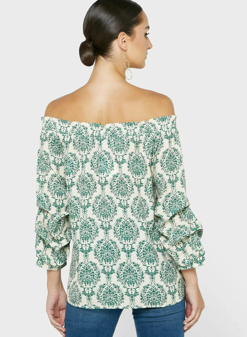 ELLA Printed Off Shoulder Top