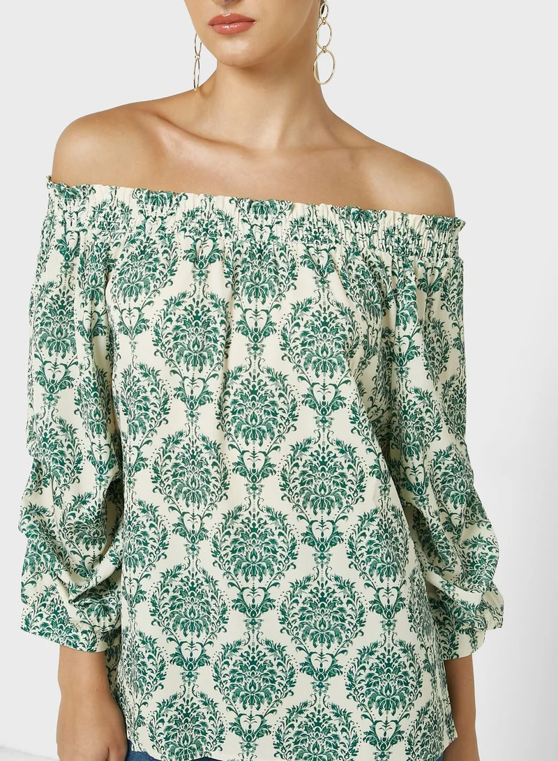 ELLA Printed Off Shoulder Top