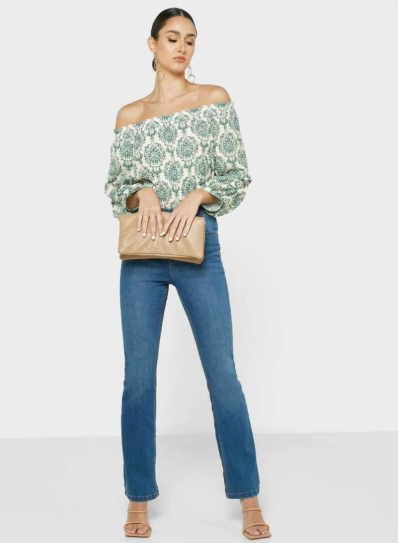 ELLA Printed Off Shoulder Top