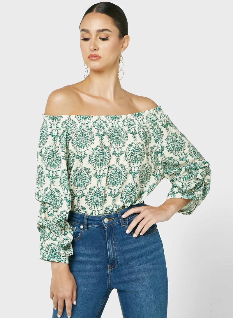 ELLA Printed Off Shoulder Top