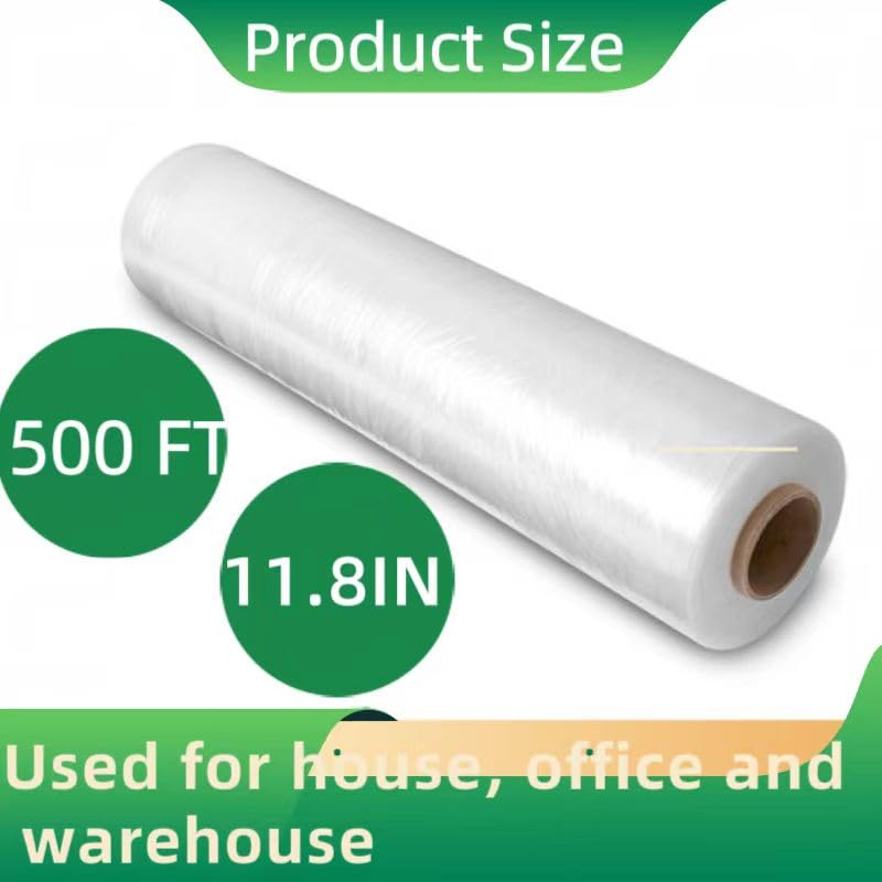 AISEY Stretch Wrap Film Heavy Duty 11.8 inch Wide 500ft Shrink Wrap Roll Self Adhering Packing Supplies for Moving, Packing and Pallet Furniture - Image 2