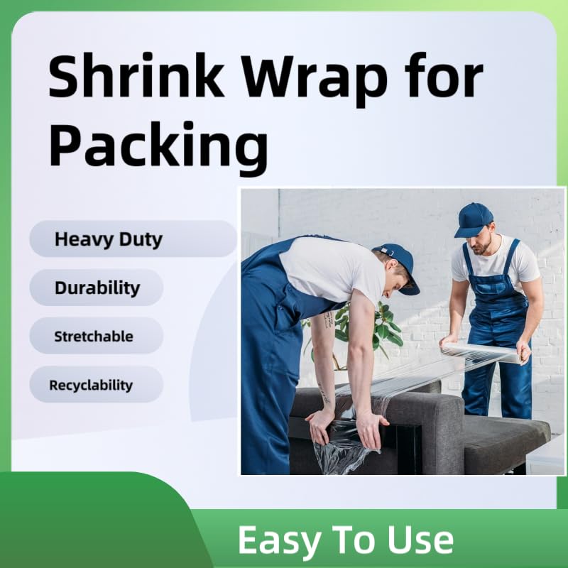 AISEY Stretch Wrap Film Heavy Duty 11.8 inch Wide 500ft Shrink Wrap Roll Self Adhering Packing Supplies for Moving, Packing and Pallet Furniture - Image 3