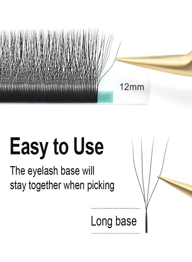 NAGARAKU 4D W Shape Eyelash Extension Volume Premade Matte Black Cluster Easy Fanning yy Eye Lashes with Thickness 0.07mm (14mm, W4D-Curl-D) - Image 4