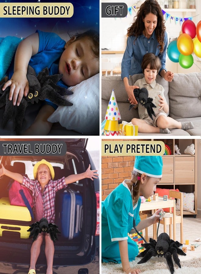 بازلد لعبة محشوة على شكل عنكبوت أسود مُحير، 7 بوصات، مزخرفة وقابلة للتجميع، عيون كبيرة، لعبة محشوة ناعمة، وسادة قطيفة طويلة، قابلة للغسل، دمية صغيرة مريحة، ألعاب أطفال ذات طابع زاحف مخيف - Image 4