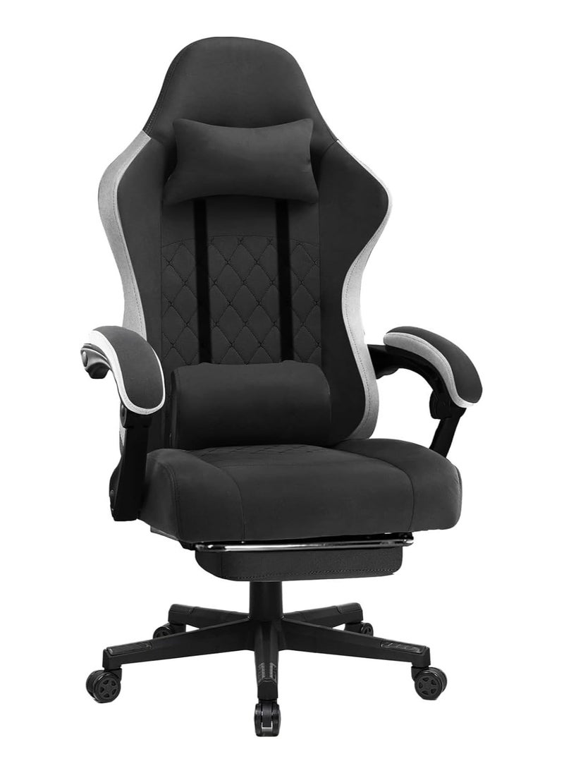 Chulovs Gaming Chair with Footrest, Ergonomic Gamer Chair with Lumbar Support Massage Adjustable High Back Comfortable Fabric Office Chair Style Computer Reclining Office Chair for Adults  - Image 1