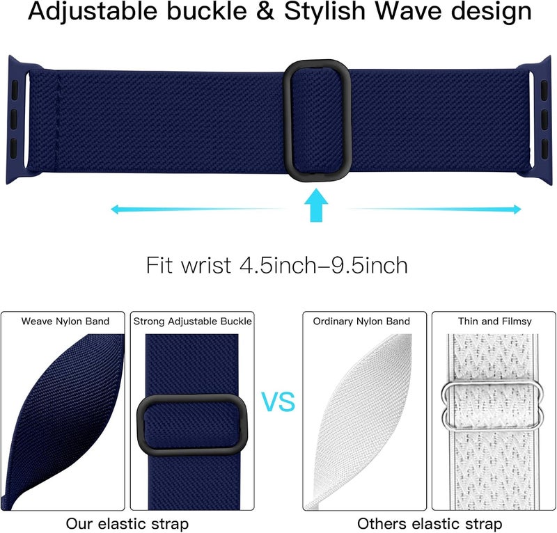 Lerobo Braided Band Compatible with Apple Watch Series 11 10 9 8 7 46mm 45mm 41mm Ultra SE 3 2 1 49mm Series 6 5 4 3 44mm 40mm 38mm 42mm Men iWatch Bands Women Stretchy Nylon Solo Loop Sport Strap - Image 3