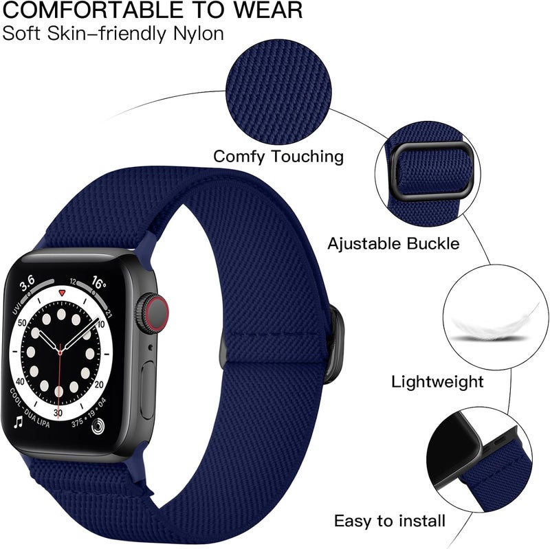 Lerobo Braided Band Compatible with Apple Watch Series 11 10 9 8 7 46mm 45mm 41mm Ultra SE 3 2 1 49mm Series 6 5 4 3 44mm 40mm 38mm 42mm Men iWatch Bands Women Stretchy Nylon Solo Loop Sport Strap - Image 2