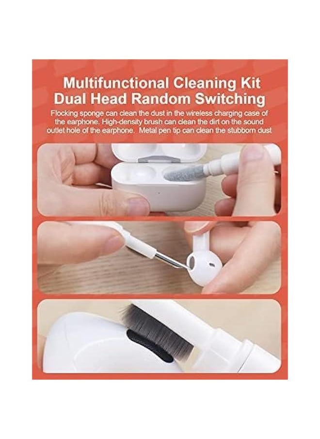 Generic - Cleaning Soft Brush Keyboard Cleaner 5-in-1 Multi-Function Computer Cleaning Tools Kit Corner Gap Duster Keycap Puller for Bluetooth Earphones LEGO Laptop Airpods Pro Camera Lens (Grey) - Image 1