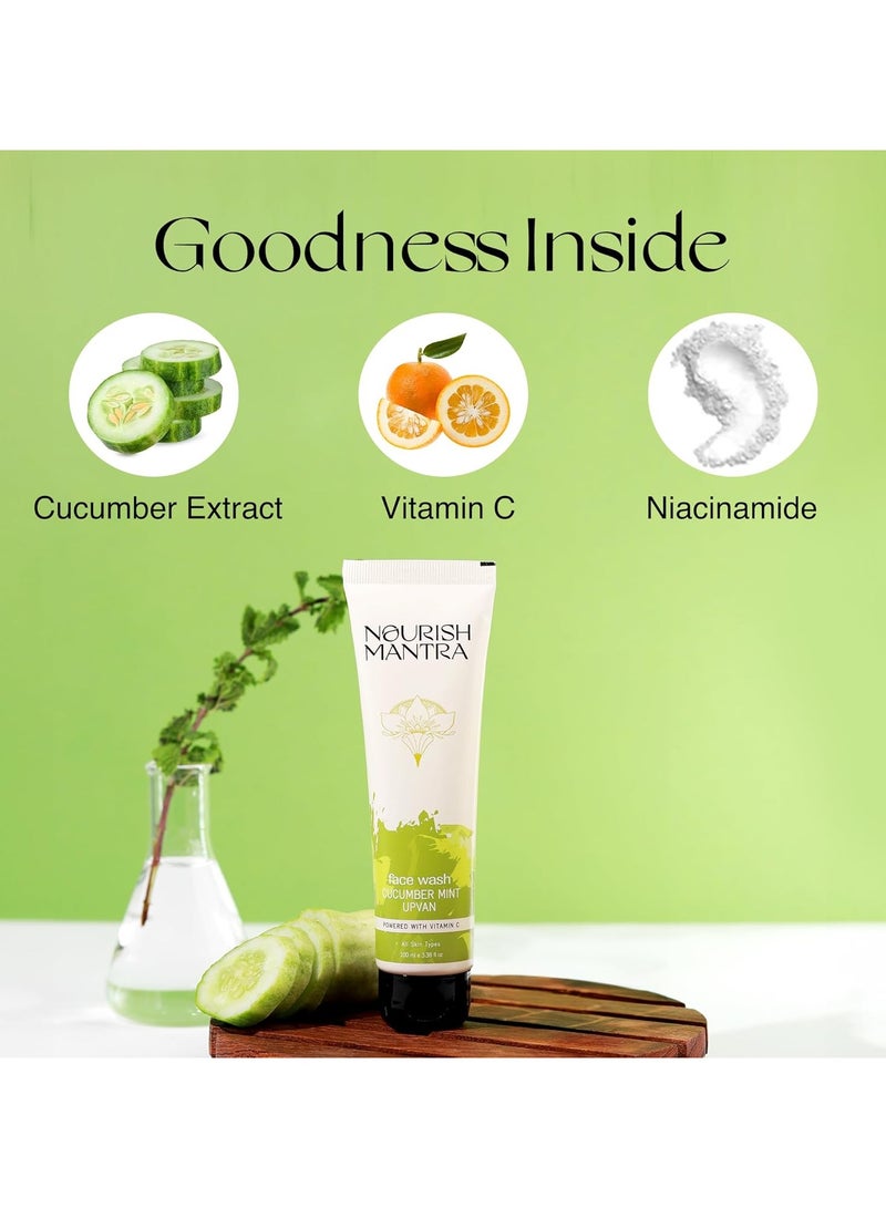 نوريش مانترا غسول الوجه أبفان بالخيار والنعناع (100 مل) | غني بفيتامين سي والخيار والنياسيناميد - Image 3