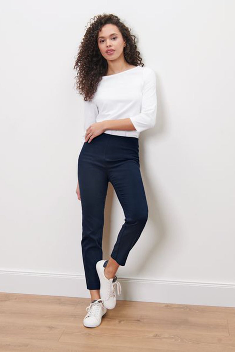 Tchibo Women Regular Fit Plain Straight Leg Pant, Navy  - Image 1