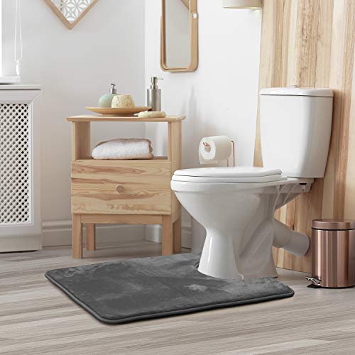 Clara Clark Bathroom Contour Rug, Ultra Soft Non Slip and Cozy, Velvet Memory Foam Toilet U-Shaped Bath Mat - Image 2