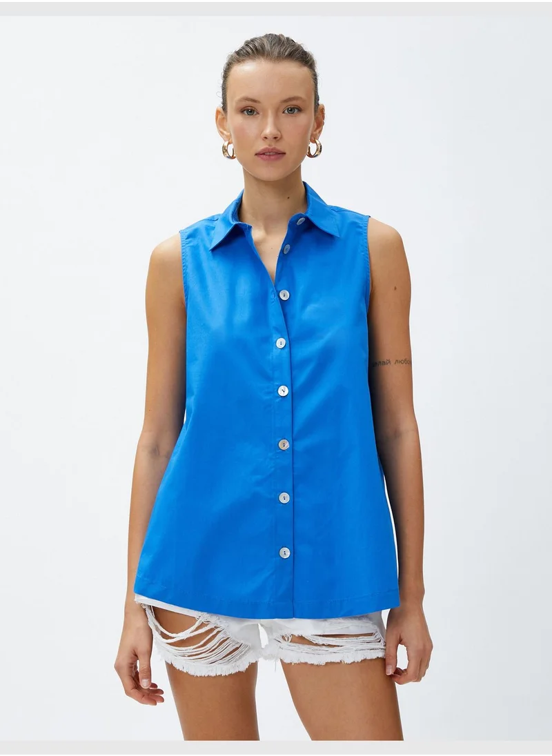 KOTON Button Detail Sleeveless Cotton Shirt