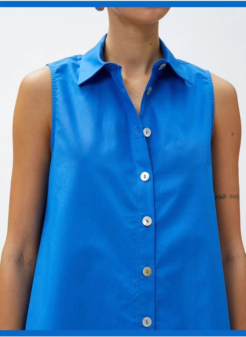 KOTON Button Detail Sleeveless Cotton Shirt