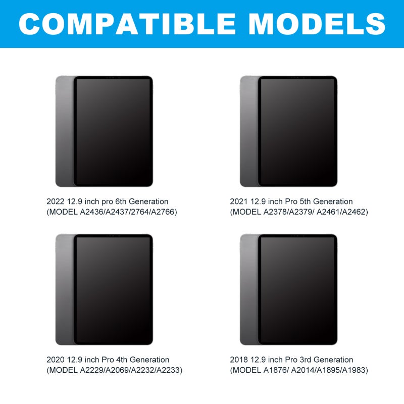 Bluetooth Keyboard: 12.9 Inch Black, 7 Folding Modes, 360-Degree Rotation - 7-Color Backlight, Ipad Keyboard for Ipad Pro 12.9 Inch Users - Image 3