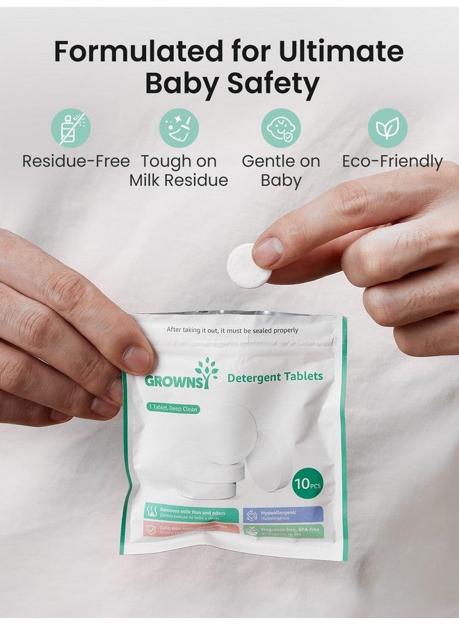 GROWNSY GROWNSY Detergent Washing Tablets 130 PCS for Momcozy, Baby Brezza, Papablic Bottle Washer, Compatible with All Brands Baby Bottle Washers  - Image 3