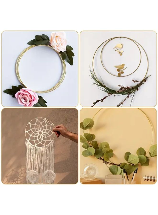4pcs Golden Metal Dream Catcher Rings for Crafts Floral Macrame Wreath Decor - Image 2