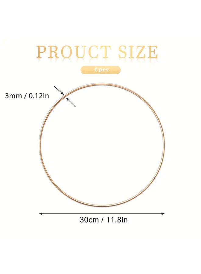 4pcs Golden Metal Dream Catcher Rings for Crafts Floral Macrame Wreath Decor - Image 3