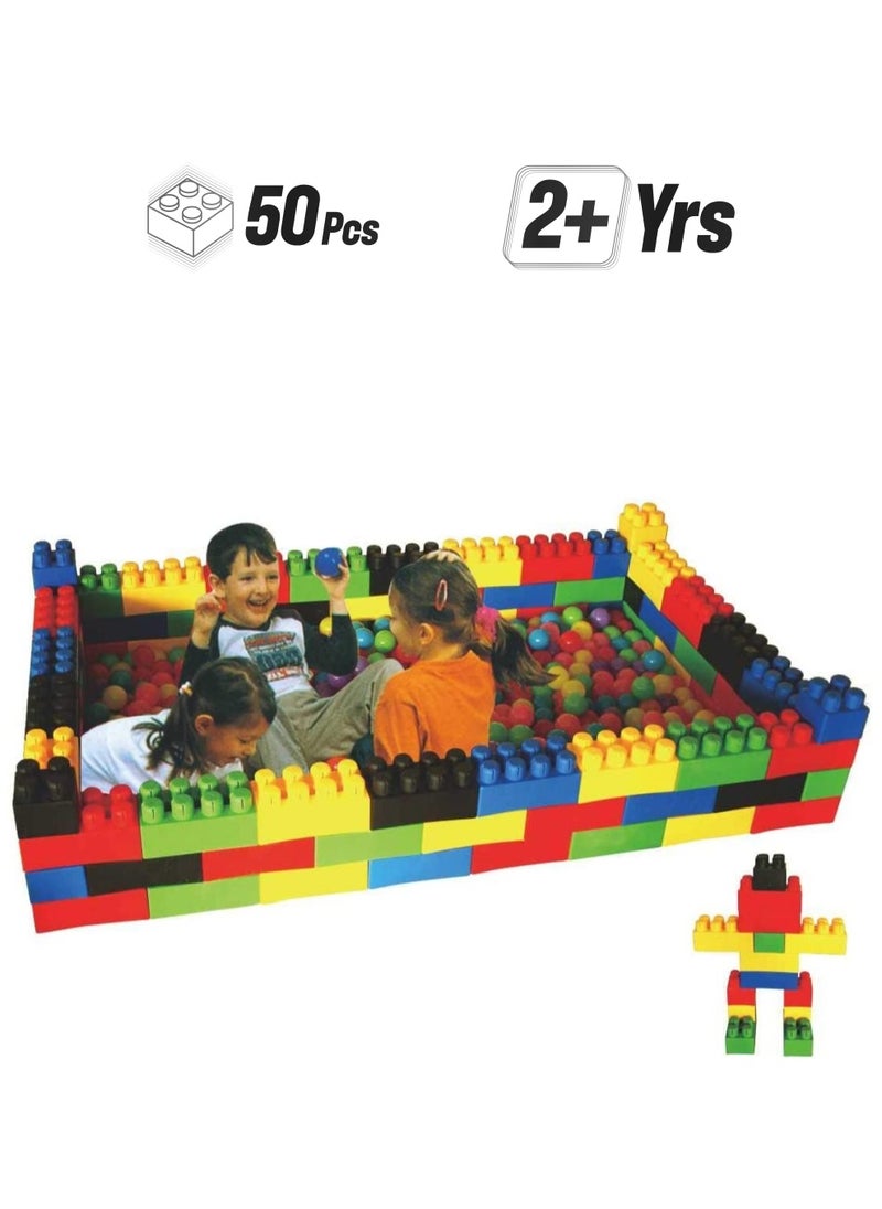 RBWTOYS RBW Toys Jumbo Blocks Building Sets Colorful Interlocking Blocks Set in Puzzle Games,Jumbo Building Blocks Set includes 50 durable plastic blocks in 4 different colors RW-16645  - Image 1