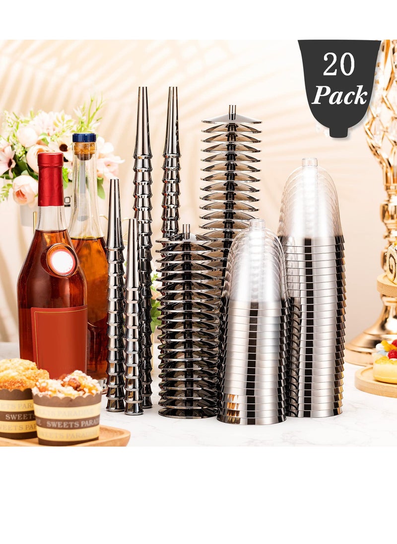 SYOSI - 20 Pack Rimmed Disposable Plastic Wine Glasses Bulk 240ml Elegant Fancy Wine Glasses Highball Glasses Transparent Cocktail Cups Long Handle Dessert Cups Party Wedding Anniversary Birthday - Image 1