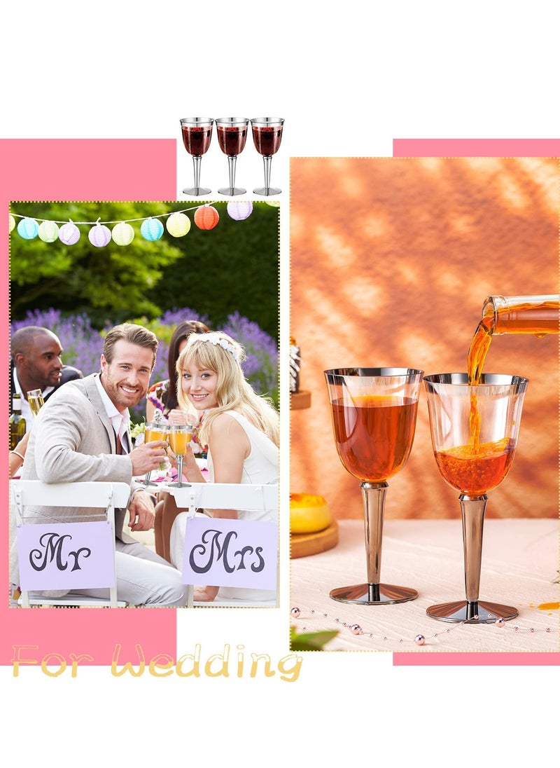 SYOSI - 20 Pack Rimmed Disposable Plastic Wine Glasses Bulk 240ml Elegant Fancy Wine Glasses Highball Glasses Transparent Cocktail Cups Long Handle Dessert Cups Party Wedding Anniversary Birthday - Image 1