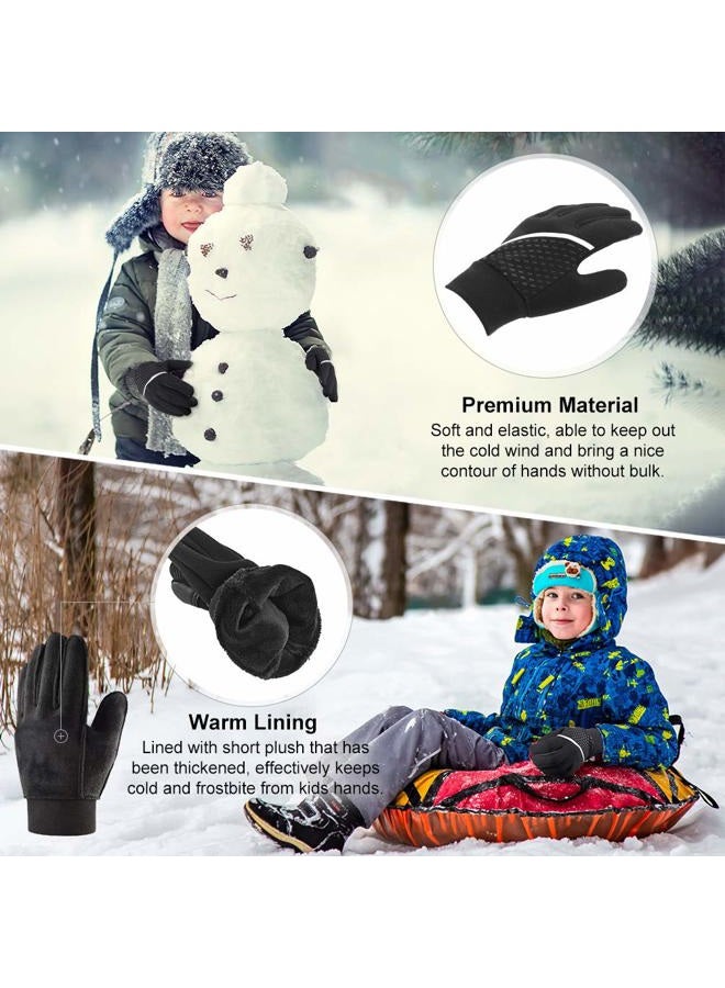 OOPOR Kids Winter Sports Cycling Gloves - Children Warm Touch Screen Anti-slip Thermal Outdoor Windproof Gloves for Boys Girls Running Riding Bike Black S Aged 6-8 - Image 5