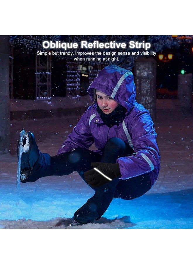 OOPOR Kids Winter Sports Cycling Gloves - Children Warm Touch Screen Anti-slip Thermal Outdoor Windproof Gloves for Boys Girls Running Riding Bike Black S Aged 6-8 - Image 4
