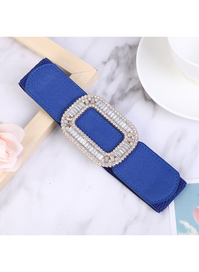 Generic - Factory Special Sale New Fashion Womens Elastic Wide Waist Cover with Down Jacket Sweater Dress Elastic Decorative Belt Blue - Image 1