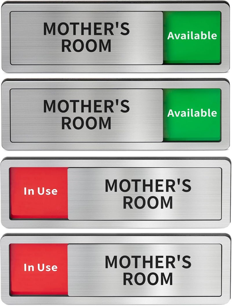 Abudada Mother's Room Sliding Door Signs Do Not Disturb,Breastfeeding Door Sign In Use/Available Slider Sign for Privacy Room Vacant Occupied Privacy Slide Door Sign，Brushed Silver - Image 1